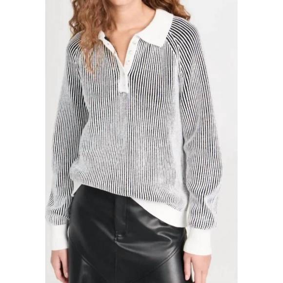 NEW 525 AMERICA plaited johnny collar pullover in chalk multi - Picture 1 of 4